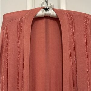 H by Halston muted dusty pink Longline Cardigan Knit Sweater Size small. EUC